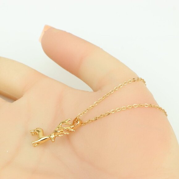 Reindeer Pendant Rose Gold Necklace with Delicate Chain, XPNL0399 - Picture 6 of 13